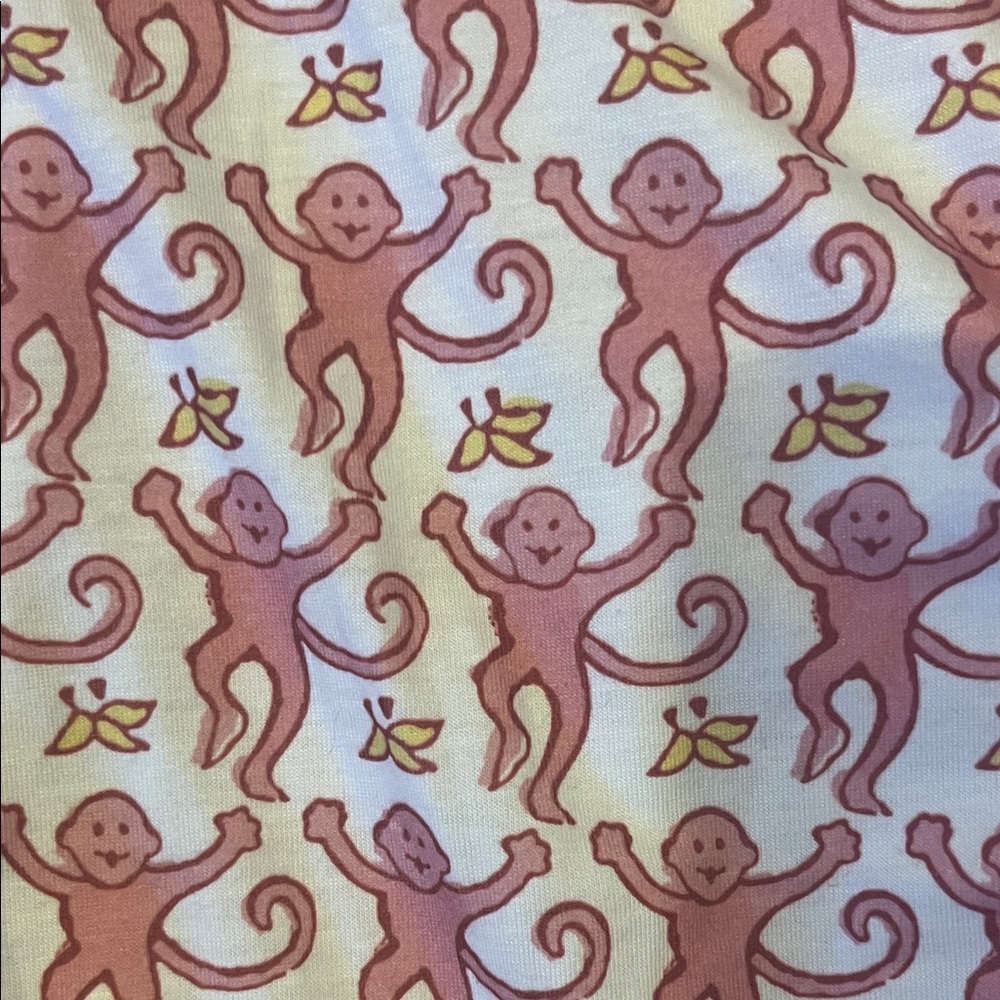 Designer inspired Pink and White Monkey Print Pajama Set - Picture 3 of 5